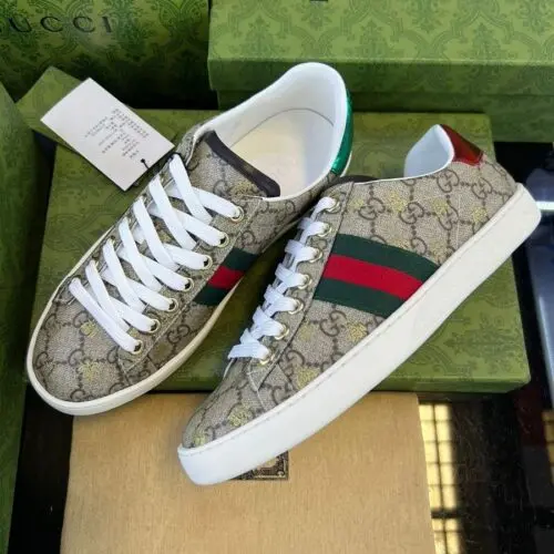 Gucci Ace Beige Bee Unisex Sneaker (44)