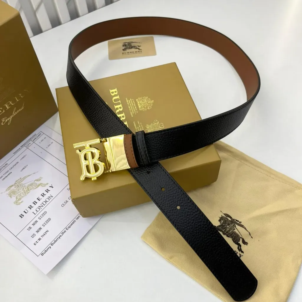 Burberry TB Black Brown Reversible Premium Unisex Belt (95)