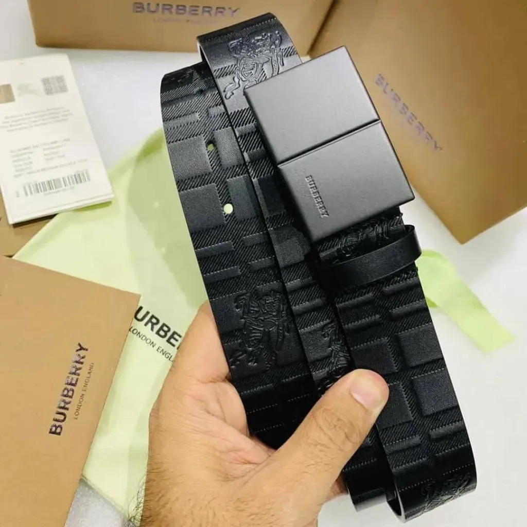 Burberry All Black Embossed Premium Men’s Belt