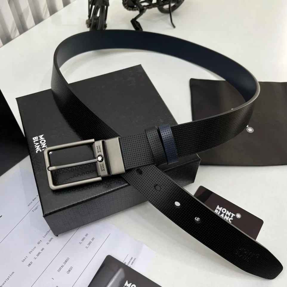 Montblanc Black Blue reversible Formal Mens Belt