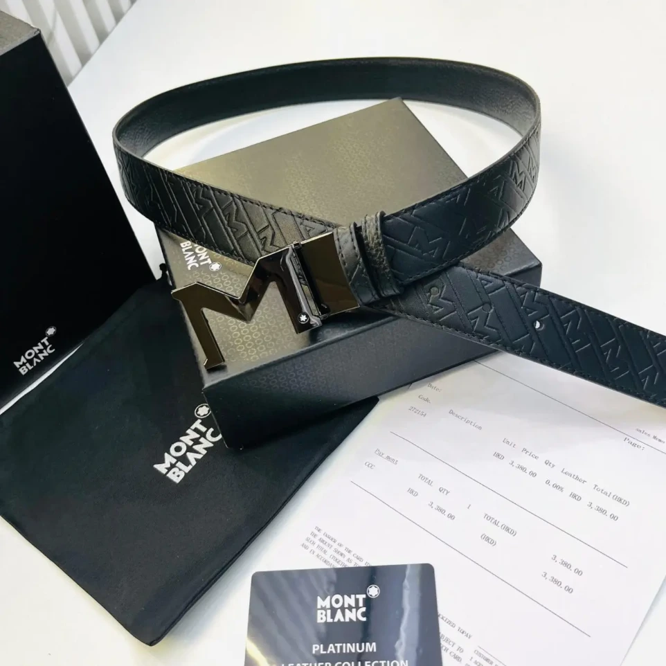 Montblanc Silver Mono Premium Men’s Belt