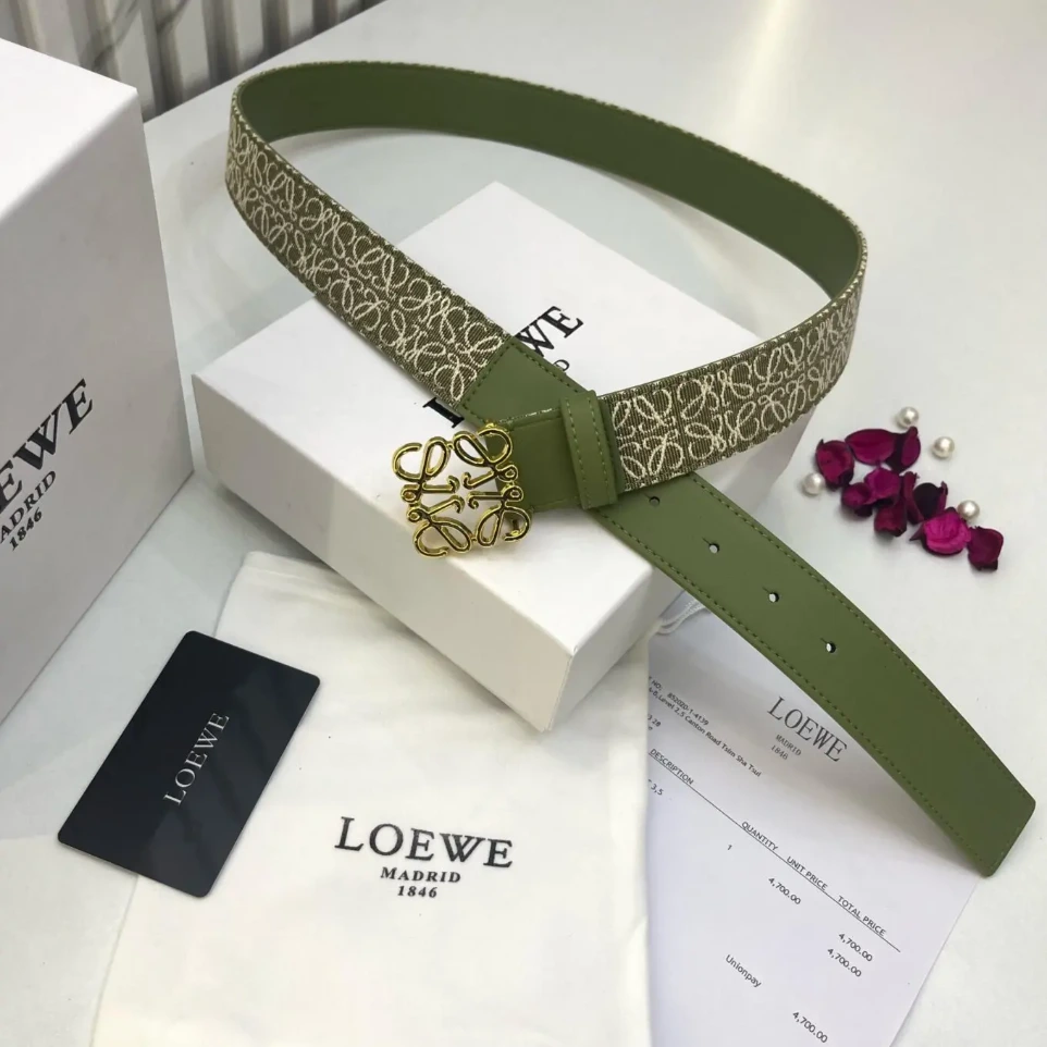 Loewe Anagram Jacquard Green Unisex Belt (110)