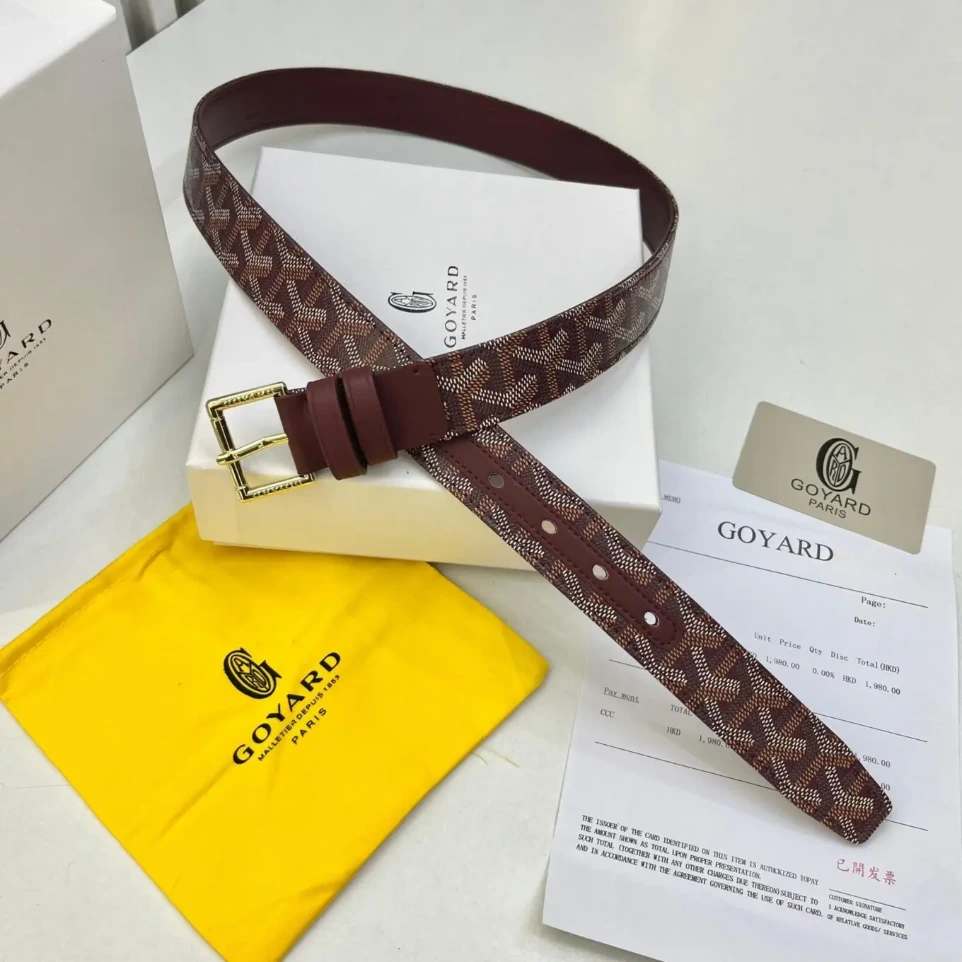 Goyard Maroon Monogram Belt (120)