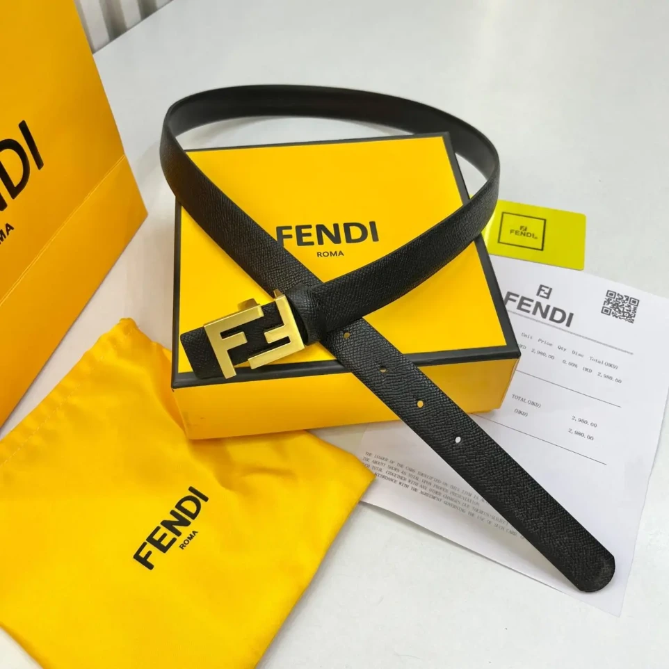 Fendi Black FF Logo Belt (95)