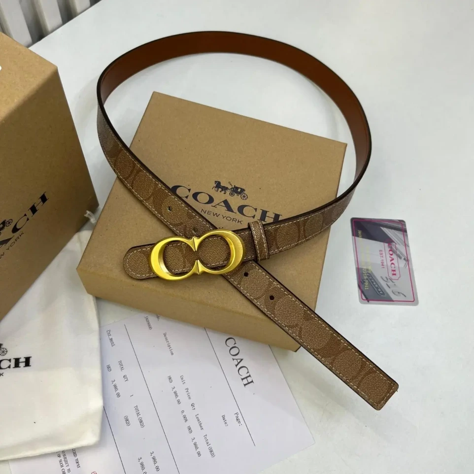 Coach Apricot Signature Belt