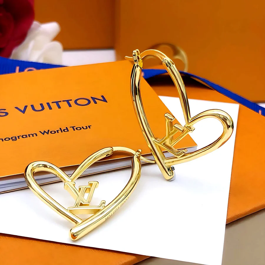 LV Fall In Love Earrings | Elegant Hollow Heart Design Og Box