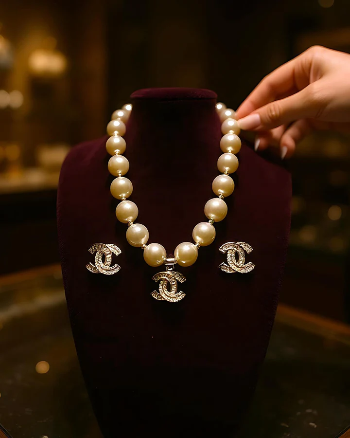 Chanel PEARL  PENDENT SET WITH INITIAL EARRING