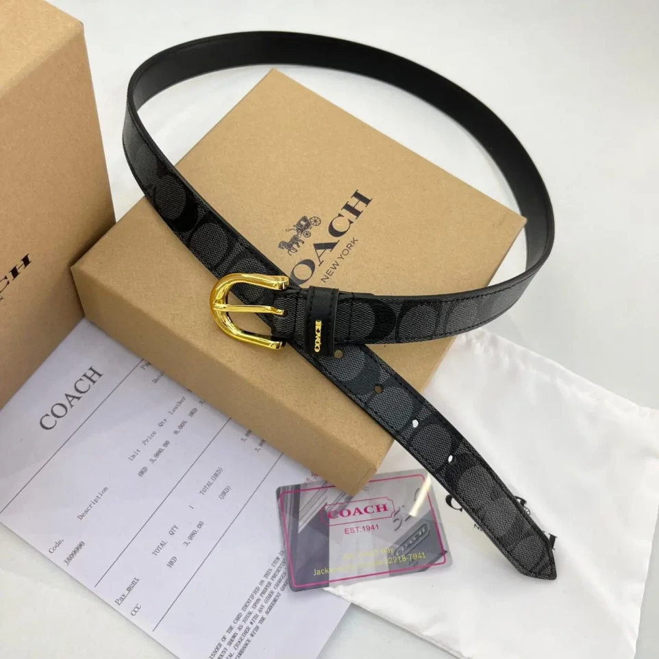 Coach Black Signature Pin Buckle Unisex Belt (105)