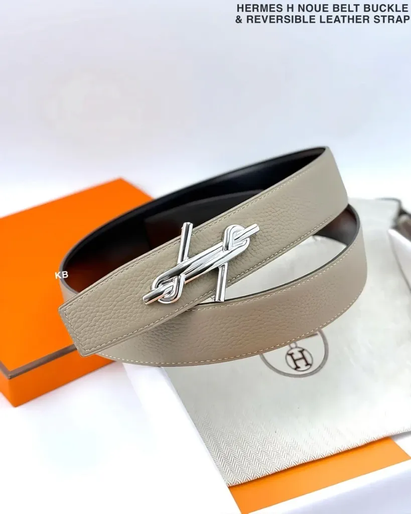 Luxury H Buckle Reversible Leather Strap Belt