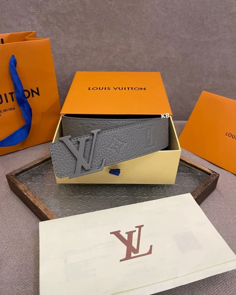 Premium Grey LV Reversible Leather Belt