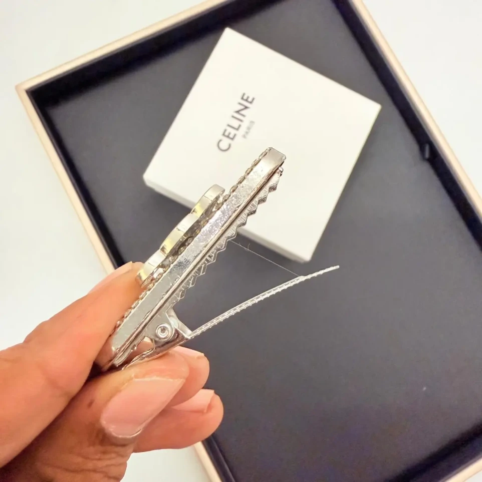 Celine Stone Silver Color Alligator Hair Clip