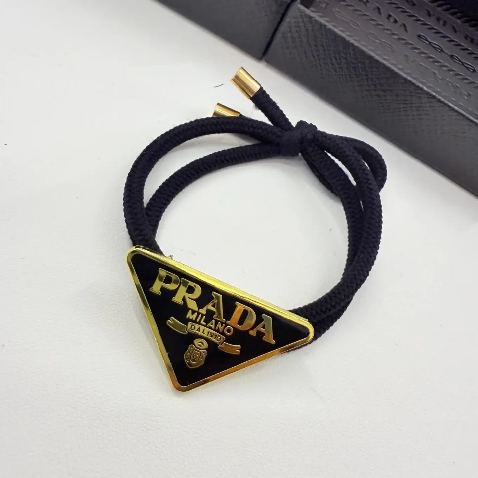 Prada Black Gold Hair Ribbon