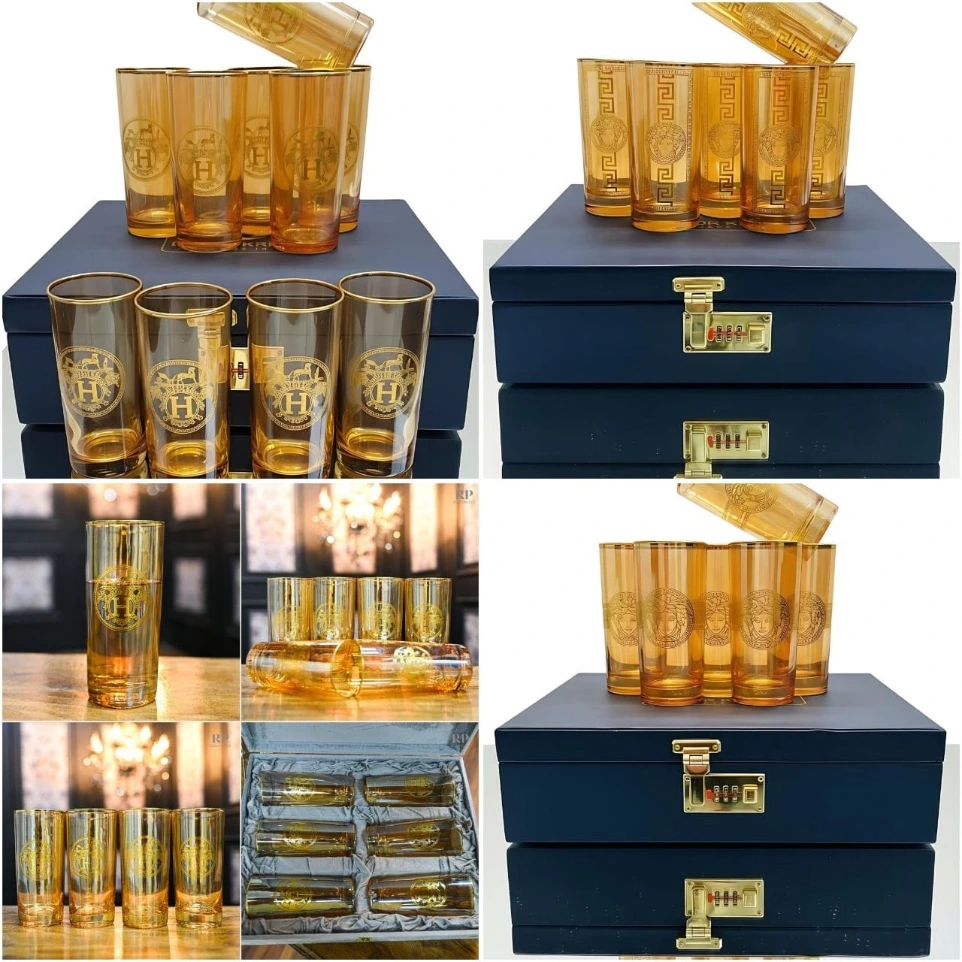 GOLD PLATED PURE CRYSTAL TALL GLASS (SET OF 6)