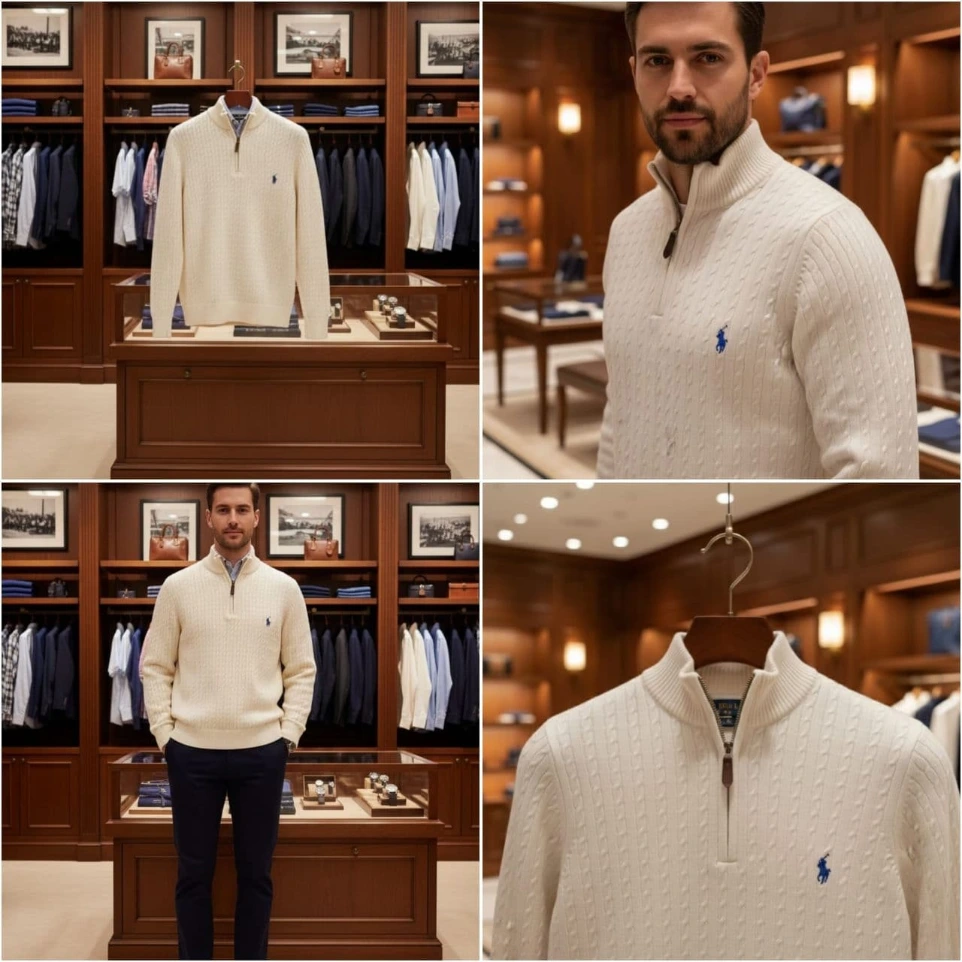 Ralph Lauren Cable-Knit Cotton Quarter-Zip Jumper Save to Wishlist (XL-44)