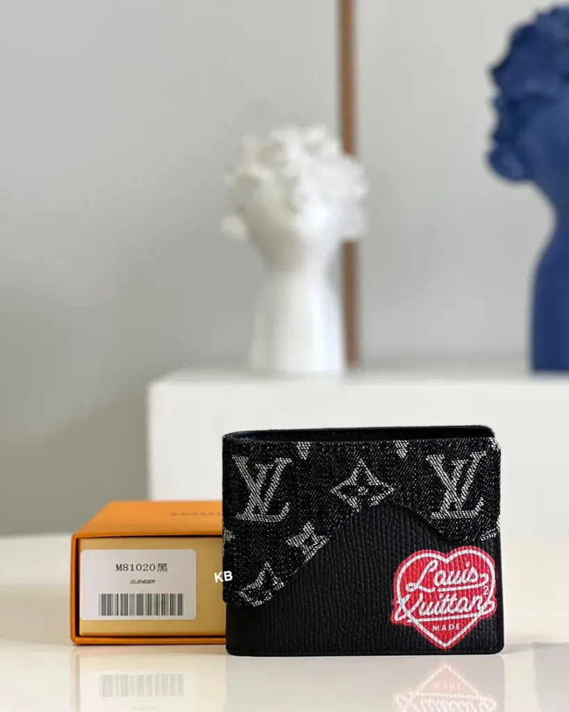 lv slender black wallet