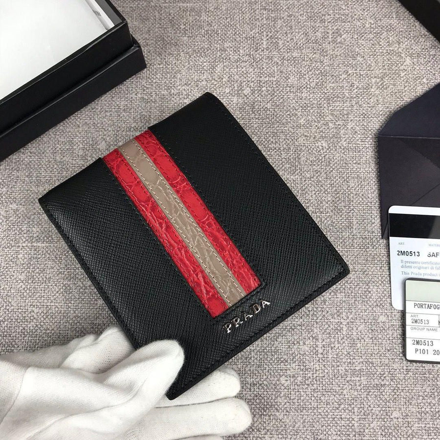 Prada Men’s Saffiano Crocodile Bi-Fold Wallet