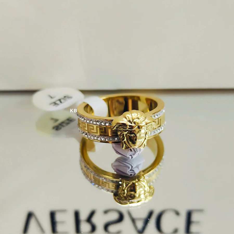 Men’s Medusa Studded Stone Ring