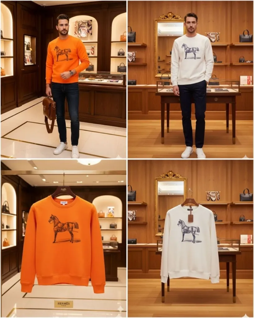 HERMES PREMIUM QUALITY SWEATSHIRT (XXL-44, White)