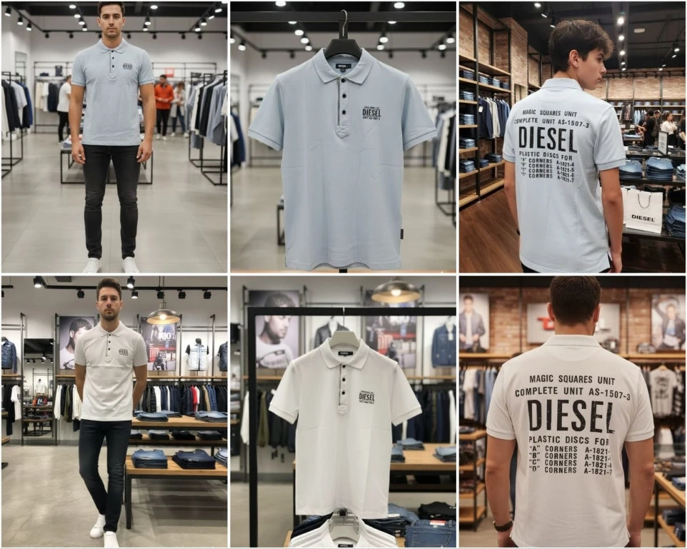 DIESEL PREMIUM QUALITY POLO TEES (White, L-40)