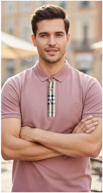 BURBERRY PREMIUM QUALITY POLO PINK TEES (L-40)