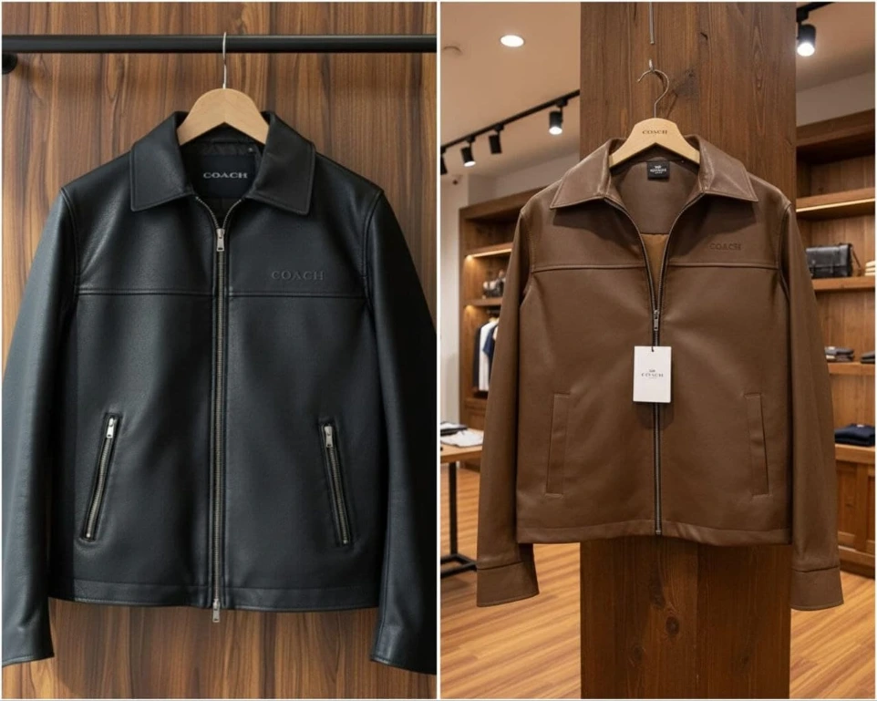 COACH LEATHER JACKET (L-40, Black)