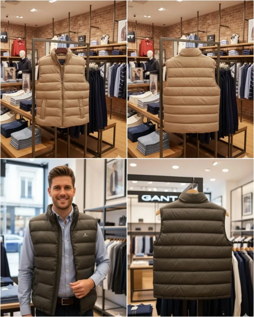 GANT HIGH END QUALITY HALF SLEEVES PUFFER JACKET (42, Dark Green)