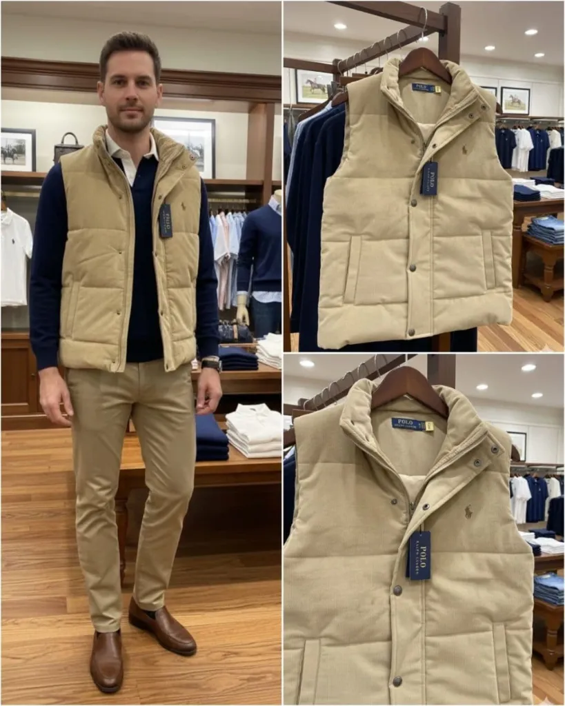 RALPH LAUREN CORDUROY SLEEVELESS JACKET (40)