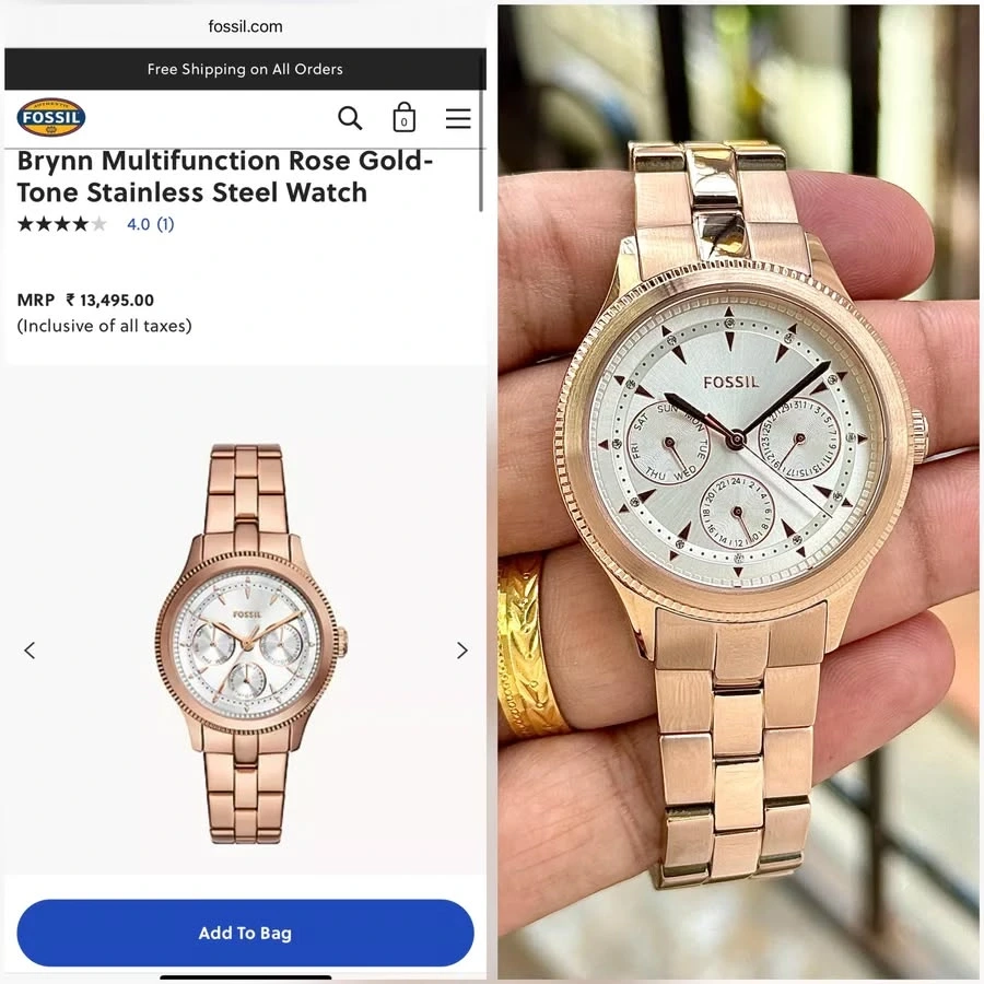 Multifunction Rose Gold Stainless Steel Women’s Watch