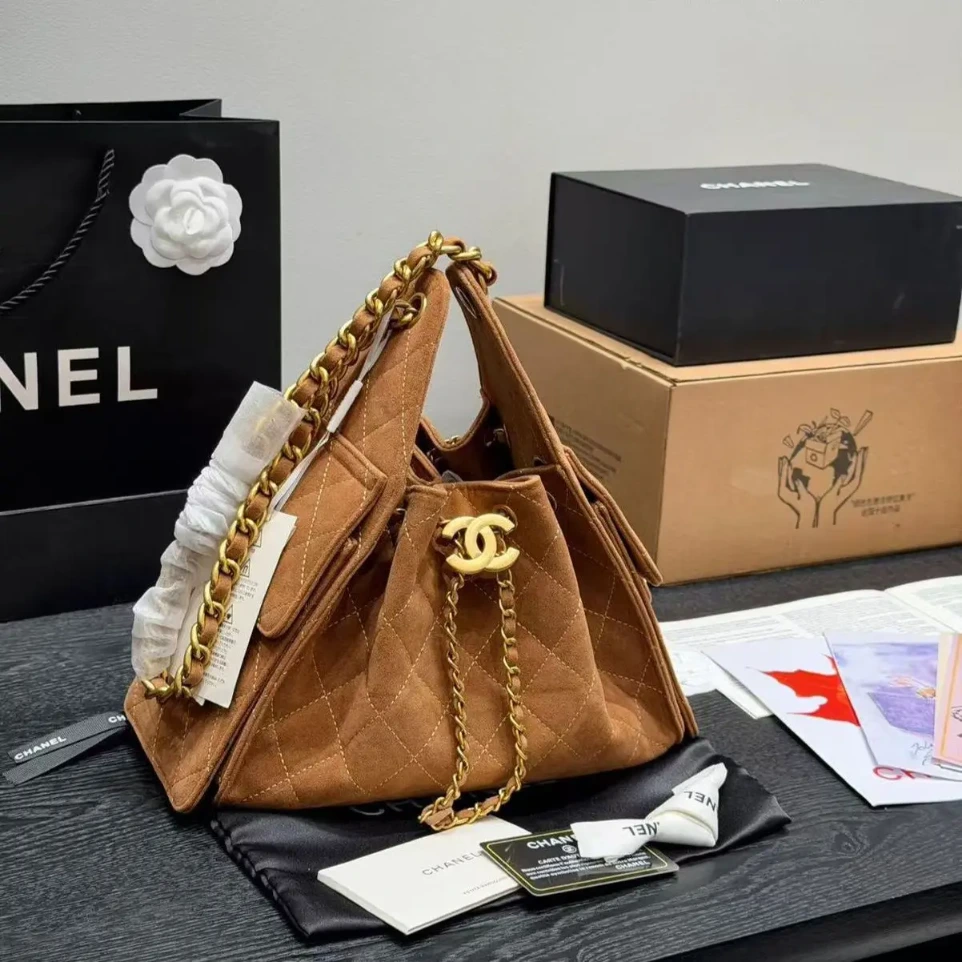 Chanel Iconic 25s Brown Colour Sued Premium Hobo Bag (With Box)