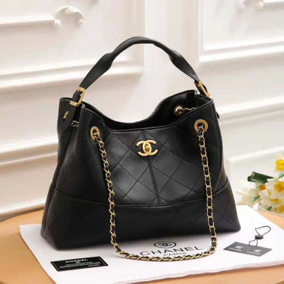 Chanel 25S Black Color Leather Hobo Bag