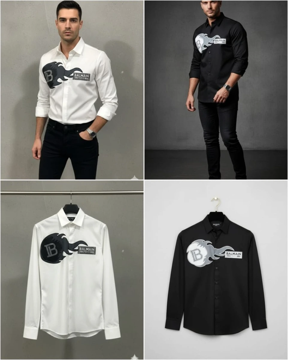 BALMAIN PREMIUM Black Shirt  QUALITY SHIRTS (M)