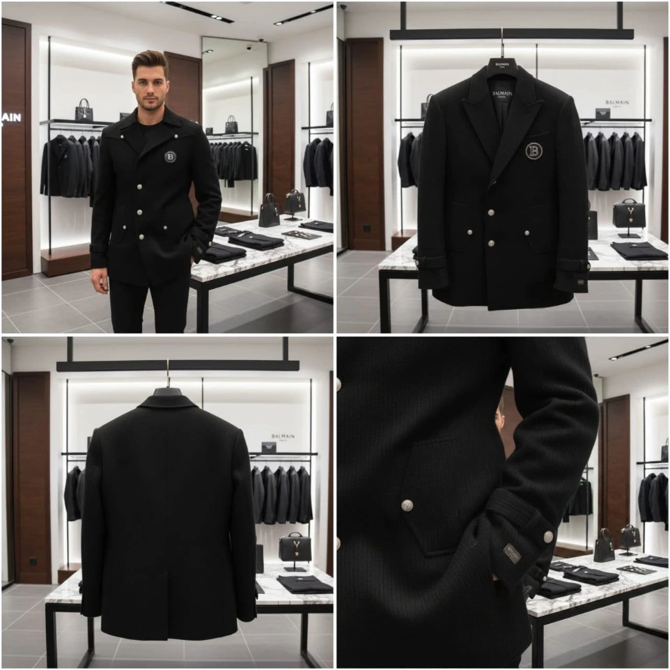 BALMAIN IMPORTED LYCRA FABRIC BLAZERS (44)