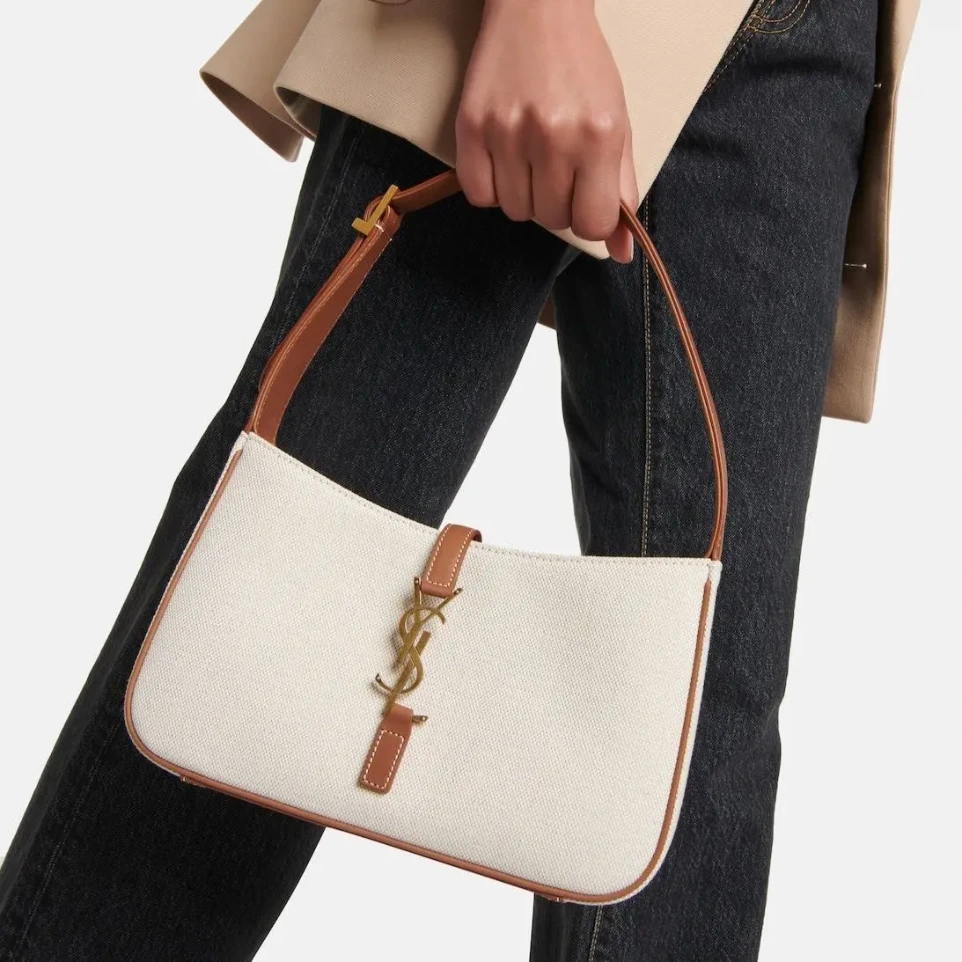 YSL Le 5 A 7 Canvas Brown Small Shoulder Bag