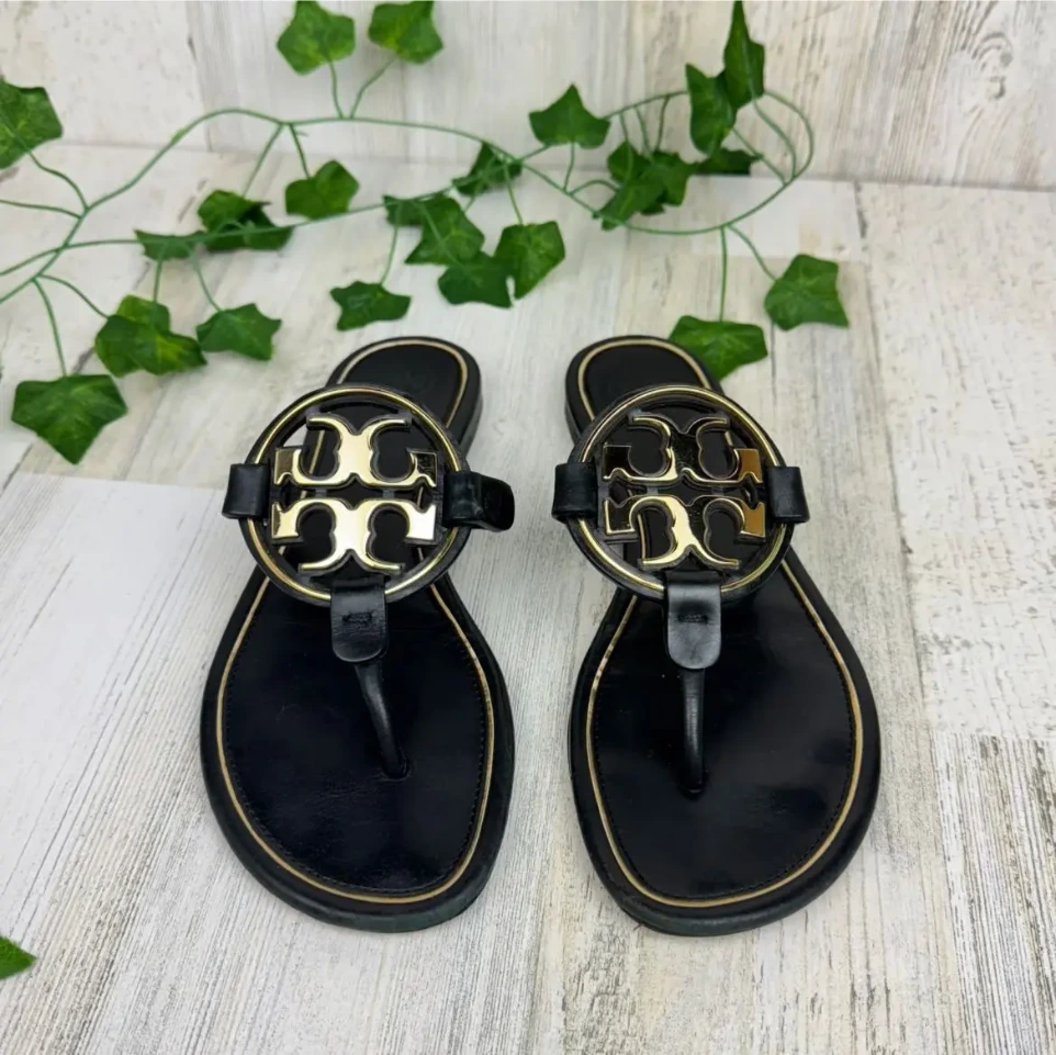 Tory Burch Miller Black Thong Sandal For Women (38)