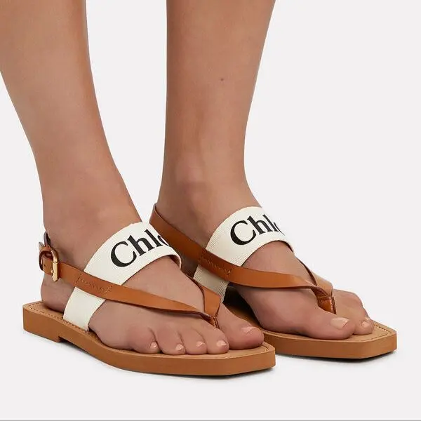 Chloe Woody Beige Thong Sandal For Women (40)