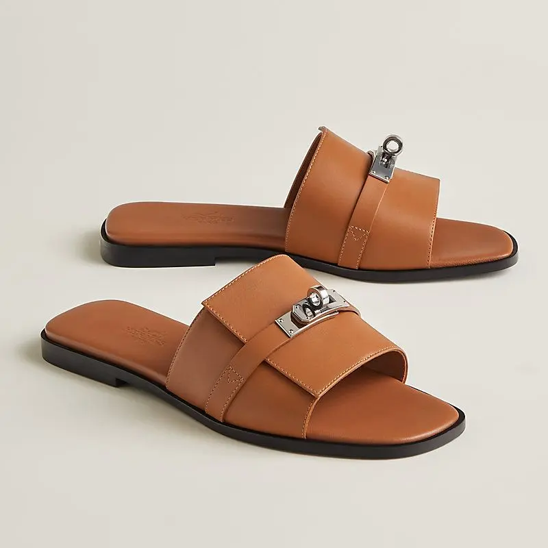 Hermes Giulia Brown Slide Sandal (40)