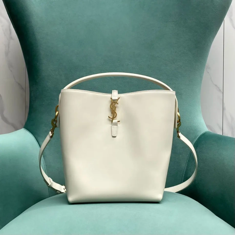 Ysl White Bucket Premium Tote Bag (With Box)