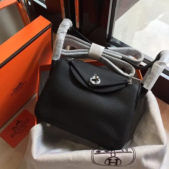 Hermes Lindy Mini Black Premium Handbag (With Box)