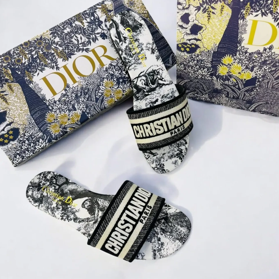 Christian Dior Black Tiger Dway Slide