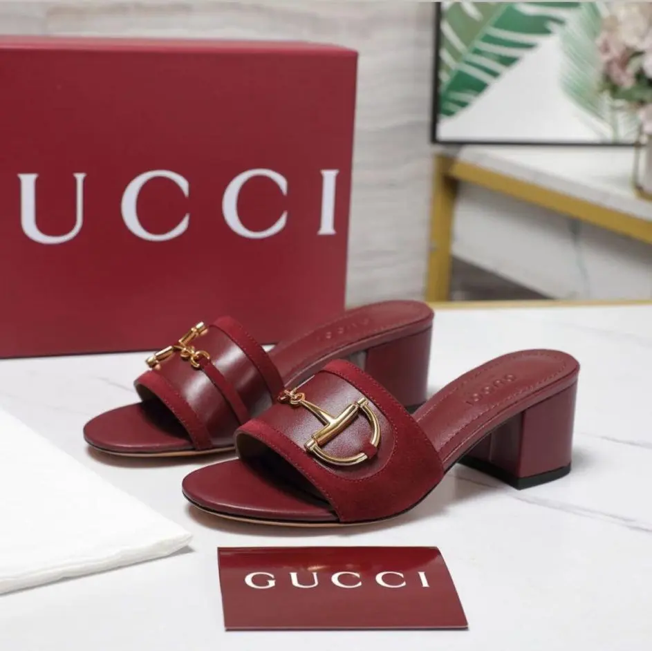 Gucci Horsebit Slip On Wine Sandal (40)